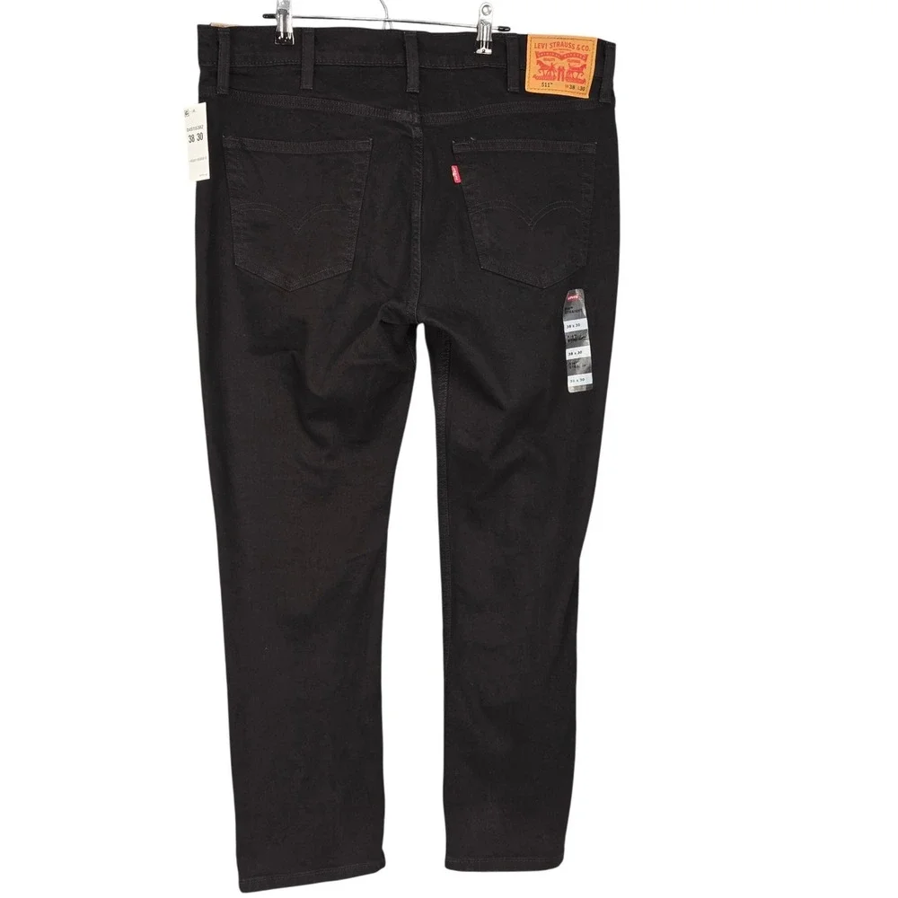Levis 511 Slim Fit Jeans Mens 38x30 Black Straight Stretch Denim Zip Fly NEW